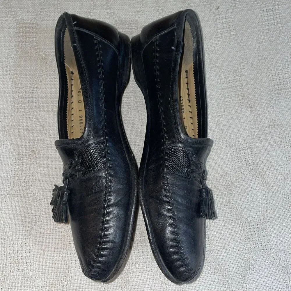 Santoni Italy Men’s Casual Loafers Size 10.5 D Black Leather Going Out Comfort